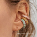 Shangjie OEM C-shaped point drill alloy rhinestone earrings body non pierced earrings colorful hoop earrings